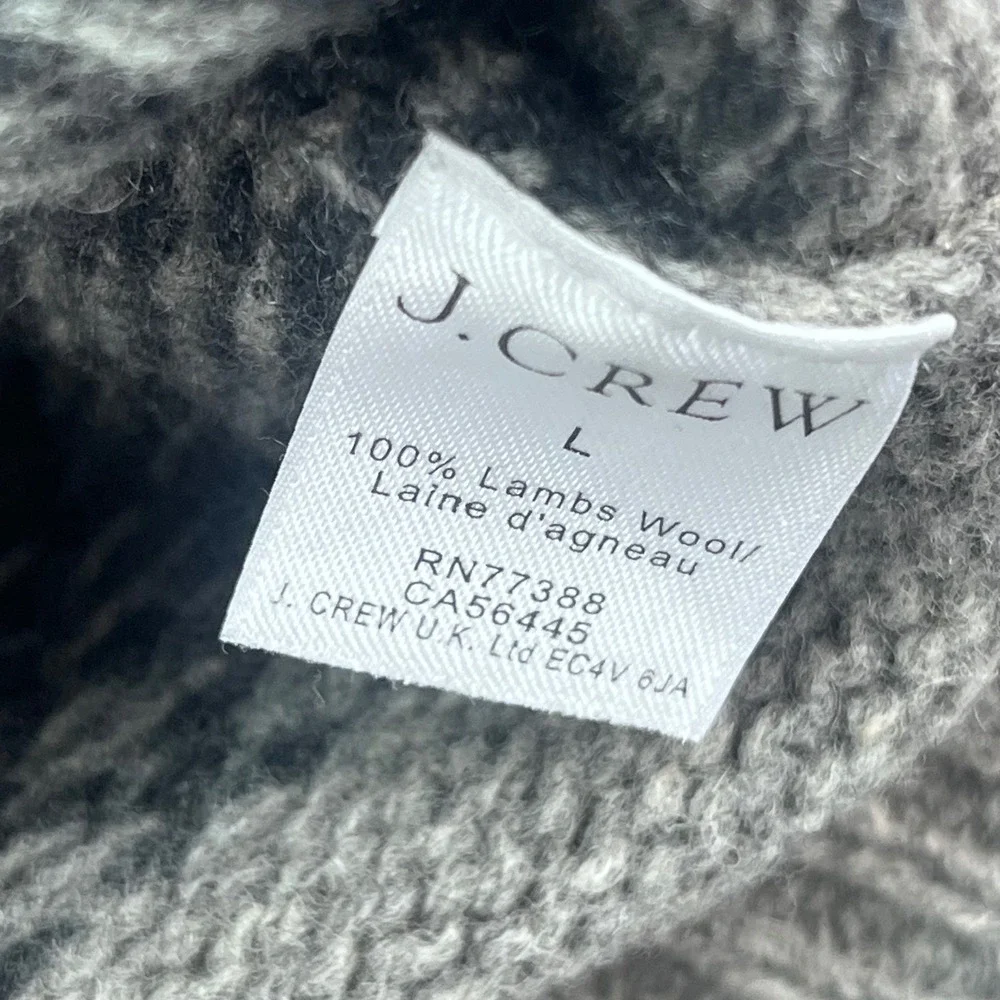 J Crew‎ Men's Gray Fair Isle Knit Sweater Size L 100% Lambswool